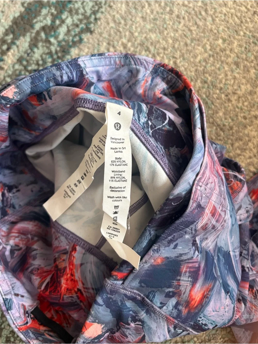 Lululemon Abstract Print Active Leggings in Navy and Red